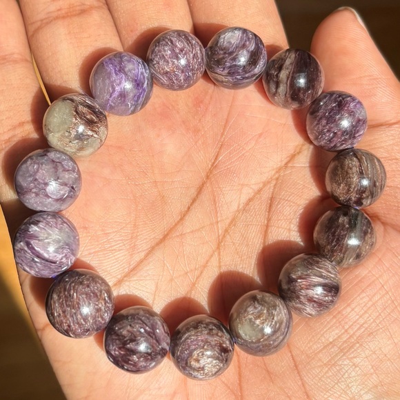 Charoite in Matrix Crystal Bracelet 14mm - Picture 4 of 6